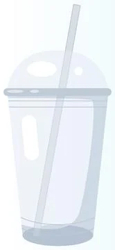 Empty disposable plastic milkshake or juice cup with lid. Transparent container Stock Illustration