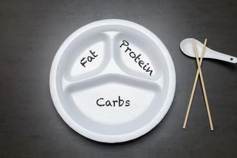 Empty disposable plastic plate on black table. Stock Photos