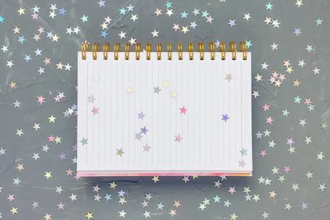 Empty To Do List on Christmas festive black with stars background Stock Photos