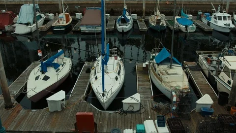 Empty Dock. Pier. Abandoned city during coronavirus quarantine. Full color Stock Footage 127122937