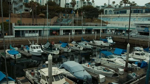 Empty dock.  Pier. Abandoned city during coronavirus quarantine. Full color Stock Footage 127123026