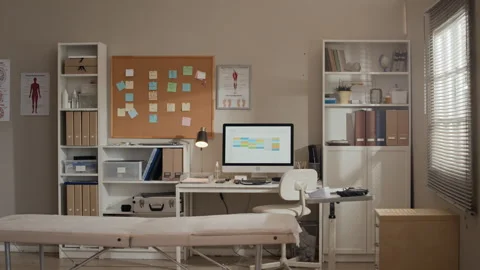 Empty Doctor Office Interior Showing Examination Table Stock Footage 339612061