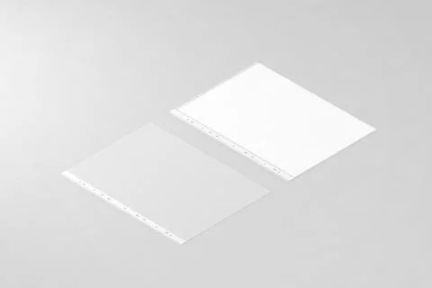 Empty document protector and blank white A4 paper sheet mockup Stock Photos