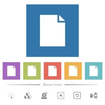 Empty document sheet solid flat white icons in square backgrounds 库存插图