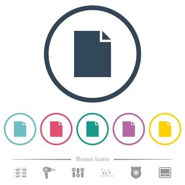 Empty document sheet solid flat color icons in round outlines Stock Illustration