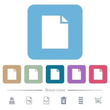 Empty document sheet solid flat icons on color rounded square backgrounds Stock Illustration
