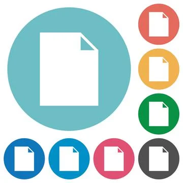 Empty document sheet solid flat round icons 库存插图