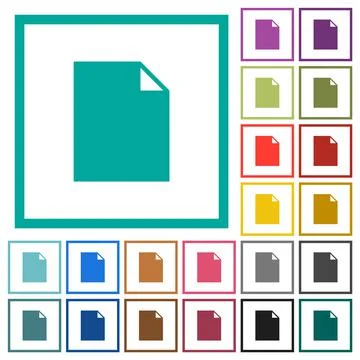 Empty document sheet solid flat color icons with quadrant frames 库存插图