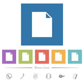 Empty document sheet solid flat white icons in square backgrounds 库存插图