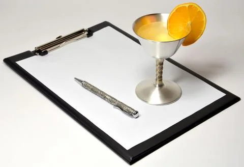 Empty document with silver cup Stock Photos