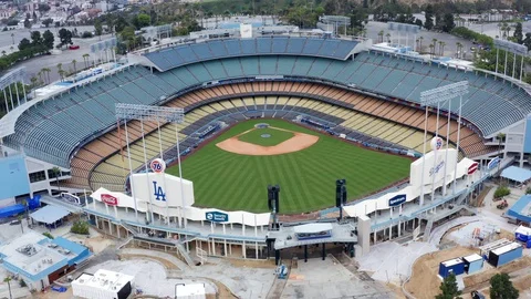 Empty Dodger Stadium in Los Angeles during Coronavirus (COVID-19) lockdown Stock Footage
