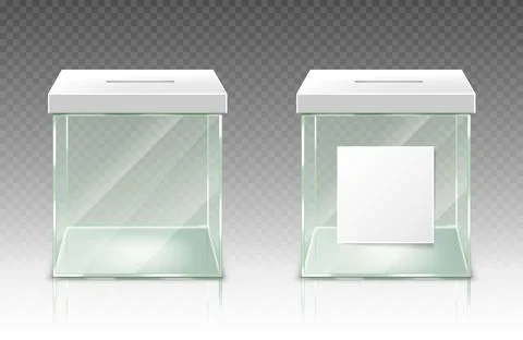 Empty donation box, glass plastic ballot container Stock Illustration