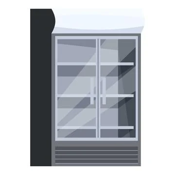 Empty double door display refrigerator preserving freshness in supermarket Stockillustratie
