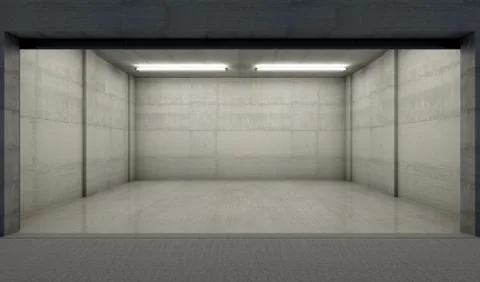 Empty Double Garage Night Stock Illustration