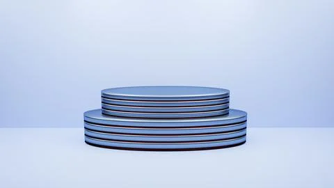 Empty double oval blue podium with ruby inserts on a white blue background. G Stock Illustration
