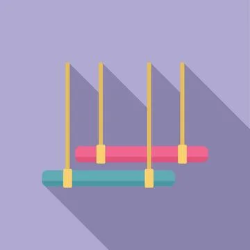 Empty double swing set hanging on purple background Stock Illustration