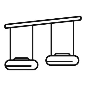 Empty double swing set hanging and waiting in playground Stock Illustration