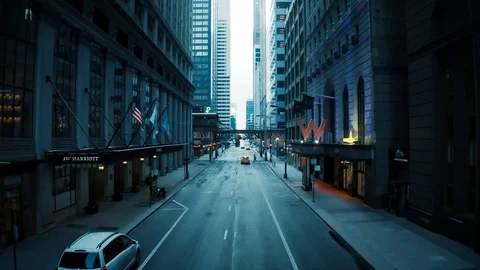 Empty Downtown Chicago Eight Stock Footage