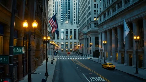 Empty Downtown Chicago Four Stock Footage 127041957