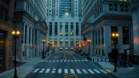 Empty Downtown Chicago One Stock Footage