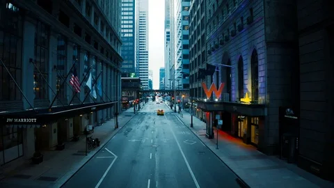 Empty Downtown Chicago Thirteen Stock Footage 127042096