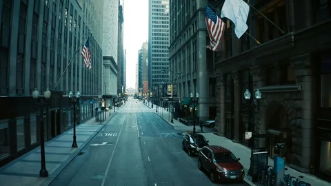 Empty Downtown Chicago Two Stock Footage 127042176