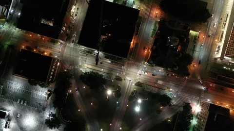 Empty Downtown Dallas Streets Seen Straight Down at Night Vídeos de archivo 98011207