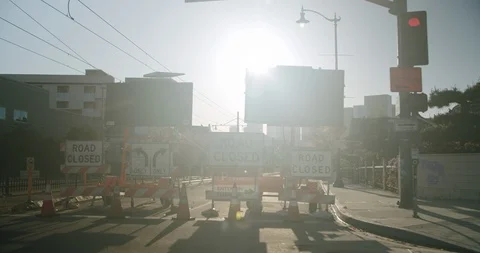 Empty Downtown LA 1st St Bridge 4K 48FPS SLO-MO Stock Footage 129641444