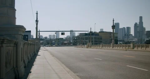 Empty Downtown LA 4th St Bridge 4K 48FPS SLO-MO Stock Footage 129641846