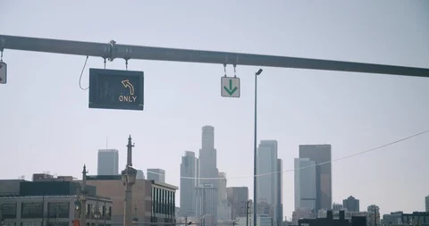 Empty Downtown LA 4th St Bridge 4K 48FPS SLO-MO Stock Footage 129642521