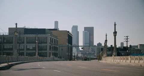 Empty Downtown LA 4th St Bridge 4K 48FPS SLO-MO Stock Footage 129643158