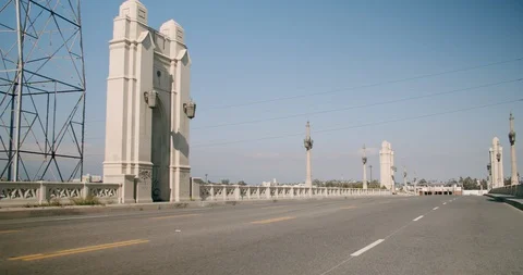 Empty Downtown LA 4th St Bridge 4K 48FPS SLO-MO Stock Footage 129643206