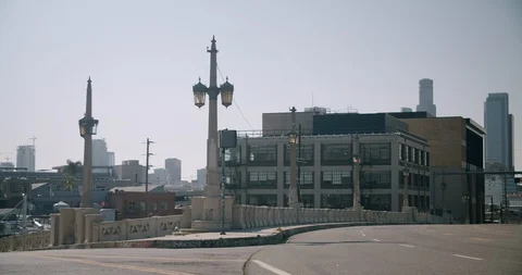 Empty Downtown LA 4th St Bridge 4K 48FPS SLO-MO Stock Footage 129643722