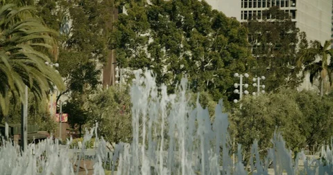 Empty Downtown LA Park City Hall 4K 48FPS SLO-MO Stock Footage 129647767