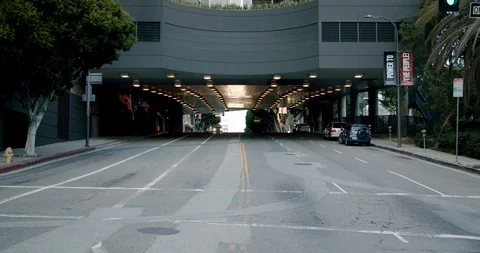 Empty Downtown LA Streets Inner City 4K 48FPS SLO-MO Stock Footage 129648292