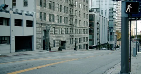 Empty Downtown LA Streets Inner City 4K 48FPS SLO-MO Stock Footage 129648329