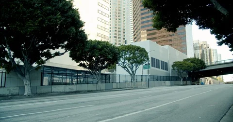 Empty Downtown LA Streets Inner City 4K 48FPS SLO-MO Stock Footage 129648437