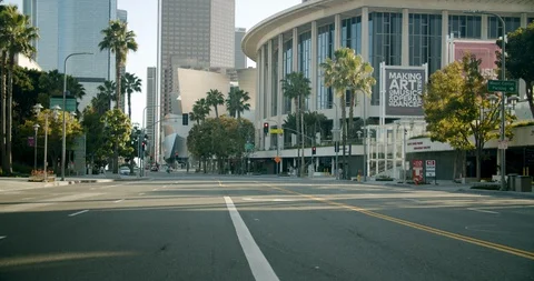 Empty Downtown LA Streets Inner City 4K 48FPS SLO-MO Stock Footage 129648531