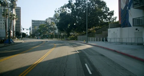 Empty Downtown LA Streets Inner City 4K 48FPS SLO-MO Stock Footage 129648692