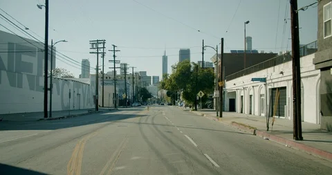 Empty Downtown LA Streets Outskirts 4K 48FPS SLO-MO Stock Footage 129649071