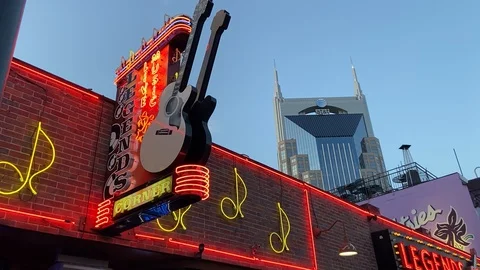 EMPTY Downtown Nashville, Broadway, and HonkyTonks due to Covid-19 Stock Footage