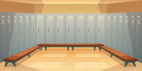 Empty dressing room with closed lockers Stock Illustration