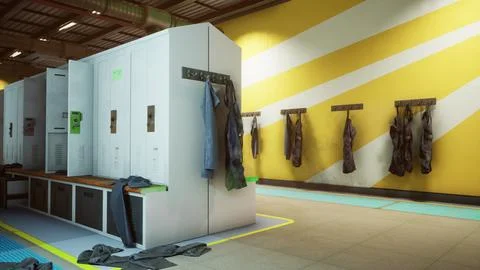Empty dressing room in old factory Stock Illustration