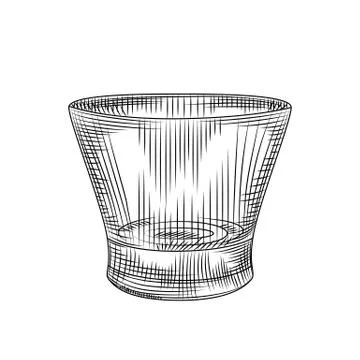 Empty drinking glass isolated on white background. Engraving vintage style. Stock Illustration
