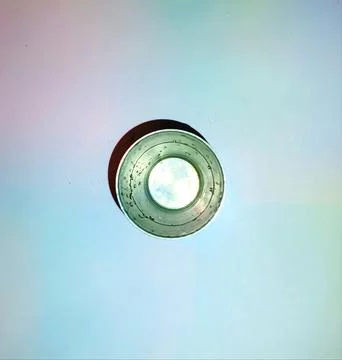 Empty drinking glass top view geometric composition isolated on pastel backdrop Stock Photos