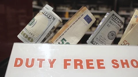 Empty duty-free shops at the borders closed due to coronavirus. Duty Free Shop Stock Footage 127302659