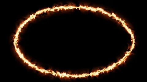 Empty e lip circle, circular frame with fire border glowing Stock Footage 124723912