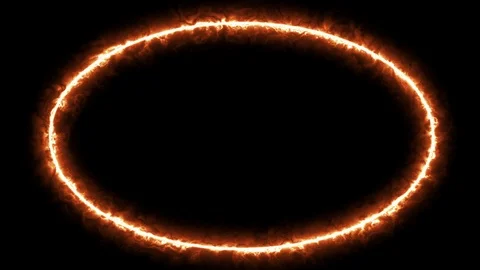 Empty e lip circle, circular frame with fire border glowing Stock Footage 124724532