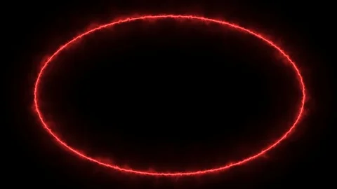 Empty e lip circle, circular frame with electric power border glowing, burning Stock Footage 124724555
