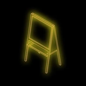 Empty easel glowing with neon light on black background Stock Illustration